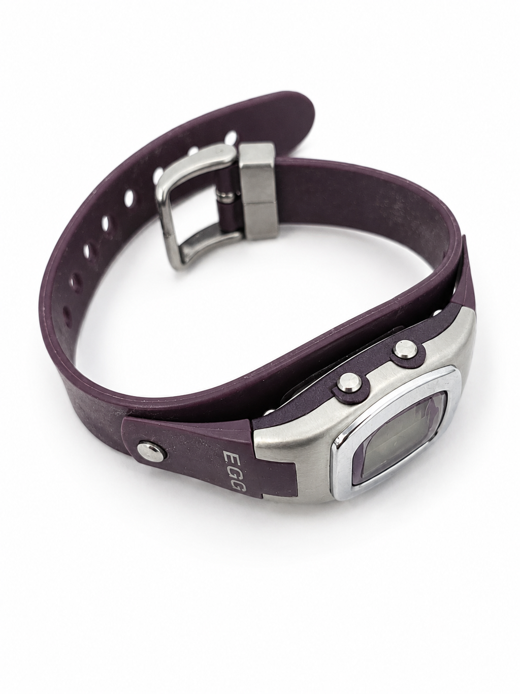 Montre digitale DDP – Bracelet violet foncé à motifs