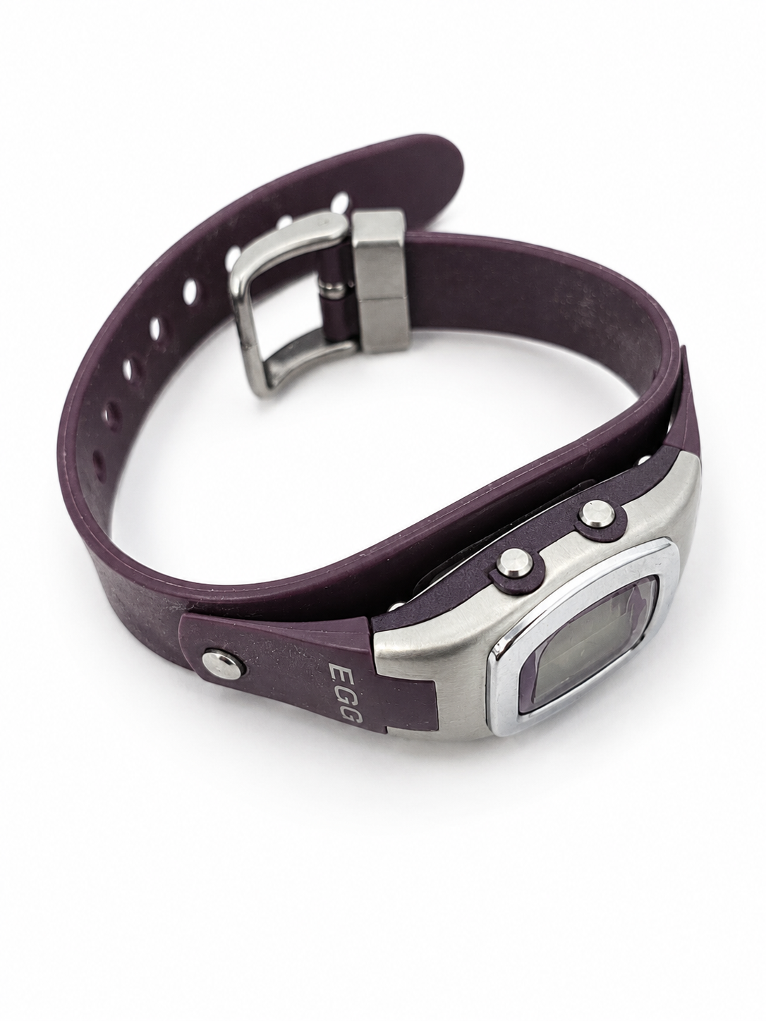 Montre digitale DDP – Bracelet violet foncé à motifs