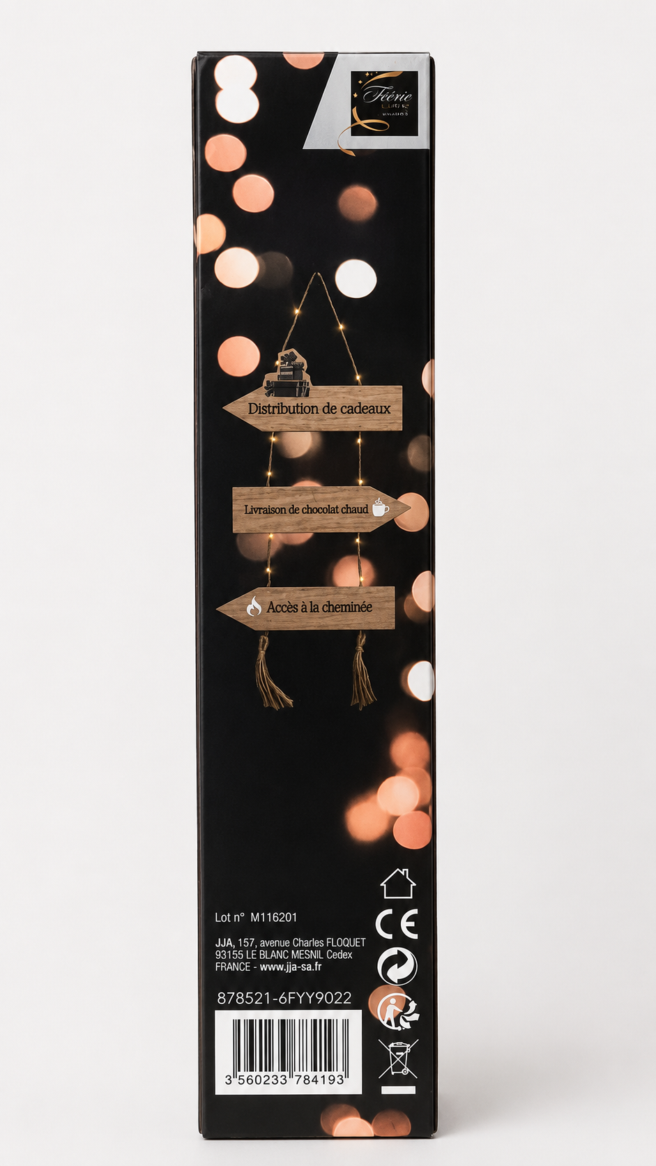 Décoration lumineuse LED en bois – Panneaux directionnels de Noël