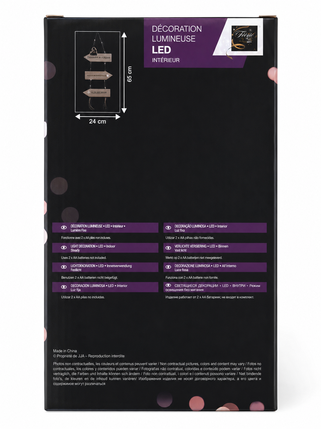 Décoration lumineuse LED en bois – Panneaux directionnels de Noël
