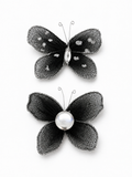 Papillon décoratif noir aimanté pour tissu x2