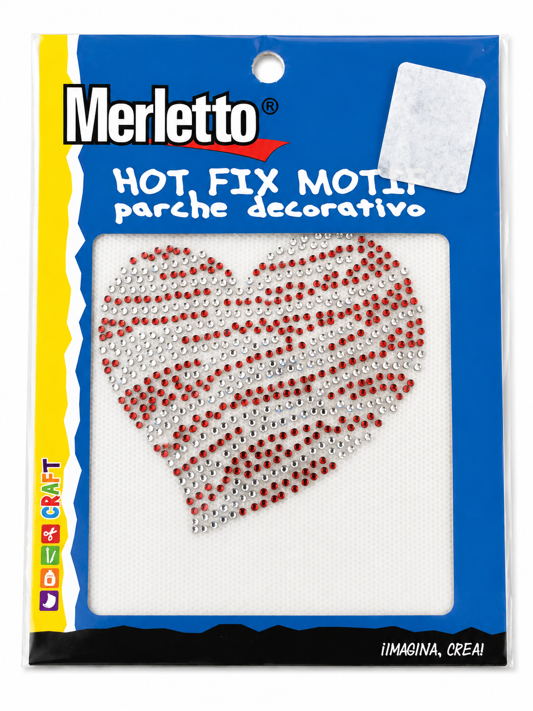Patch thermocollant cœur à strass – Rouge & argent – Merletto