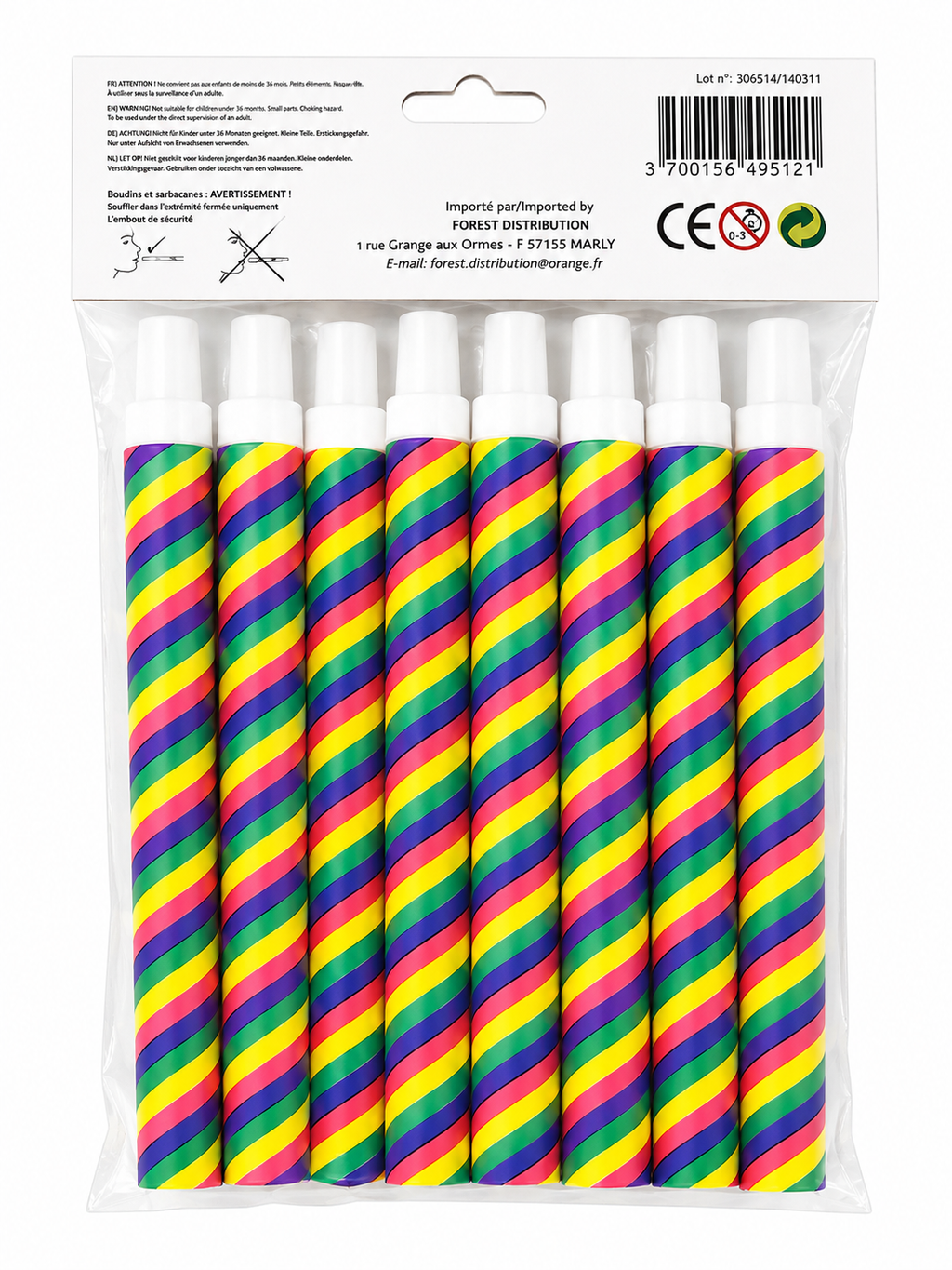 Lot de 10 Sarbacanes de Fête Multicolores