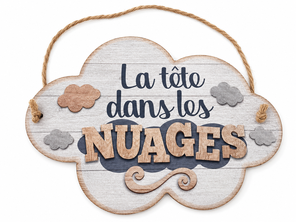 Plaque décorative « La tête dans les nuages » – 22,5 × 16 cm