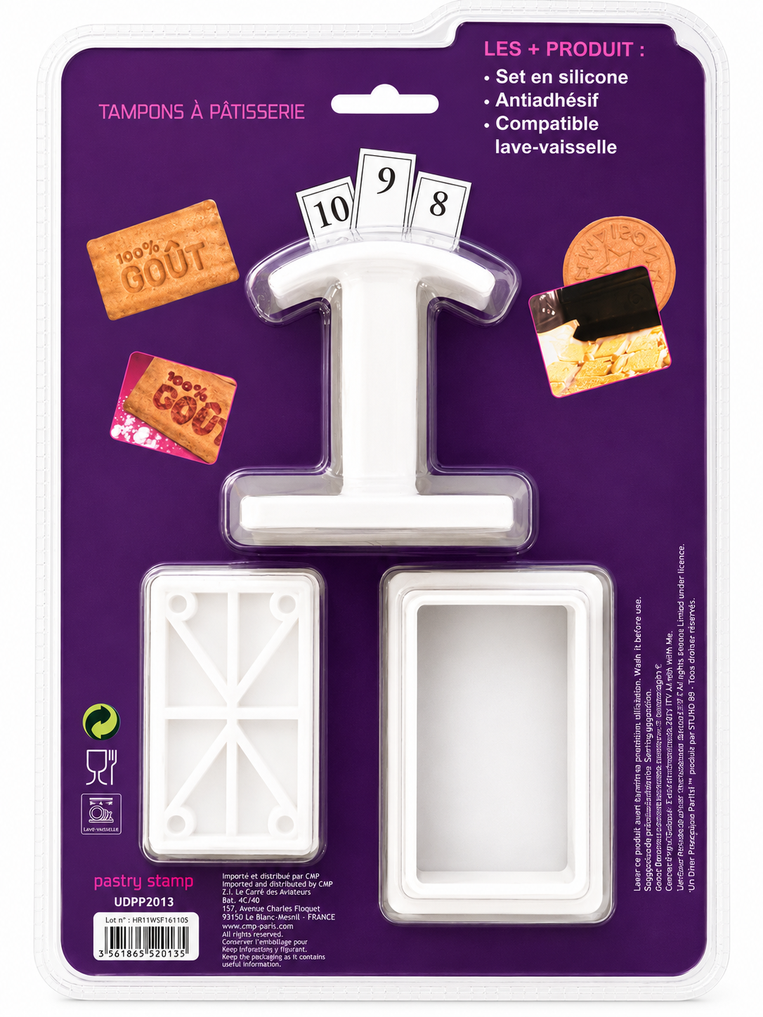 Set de tampons à pâtisserie rectangulaire – « Un dîner presque parfait » – Blanc