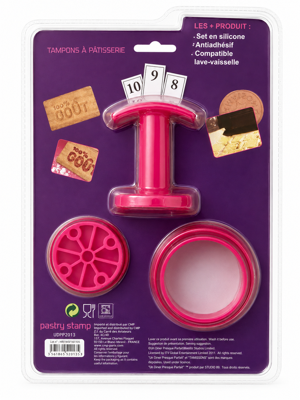 Set de tampons à pâtisserie en silicone – « Un dîner presque parfait » – Rose ou Violet