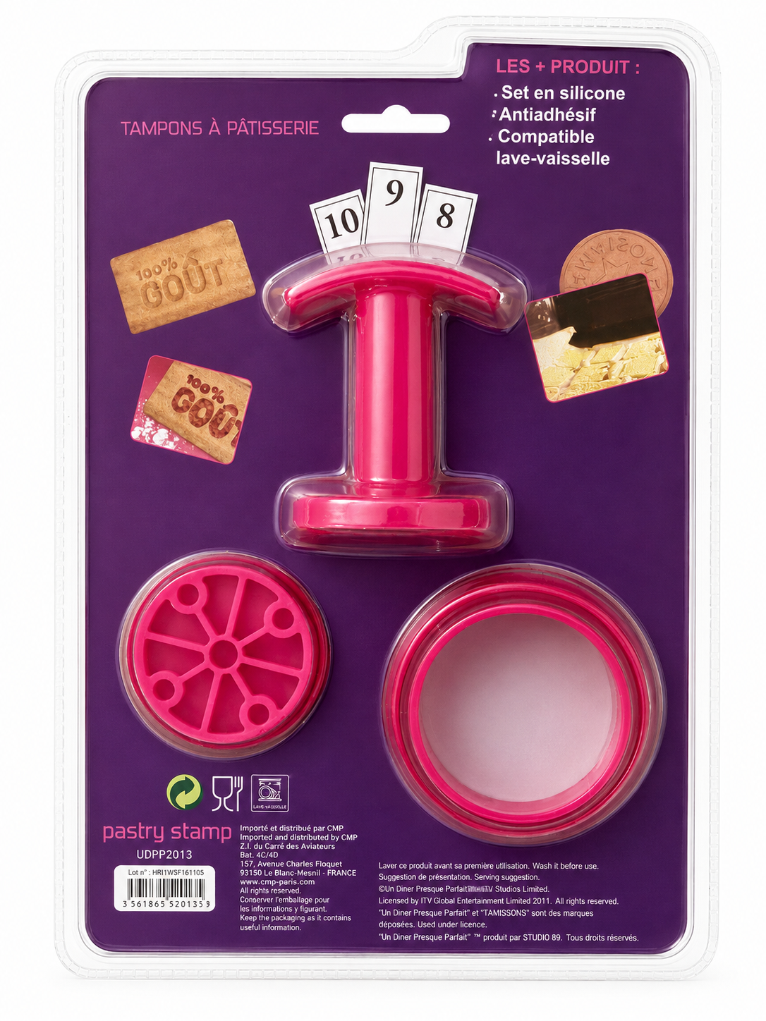 Set de tampons à pâtisserie en silicone – « Un dîner presque parfait » – Rose ou Violet
