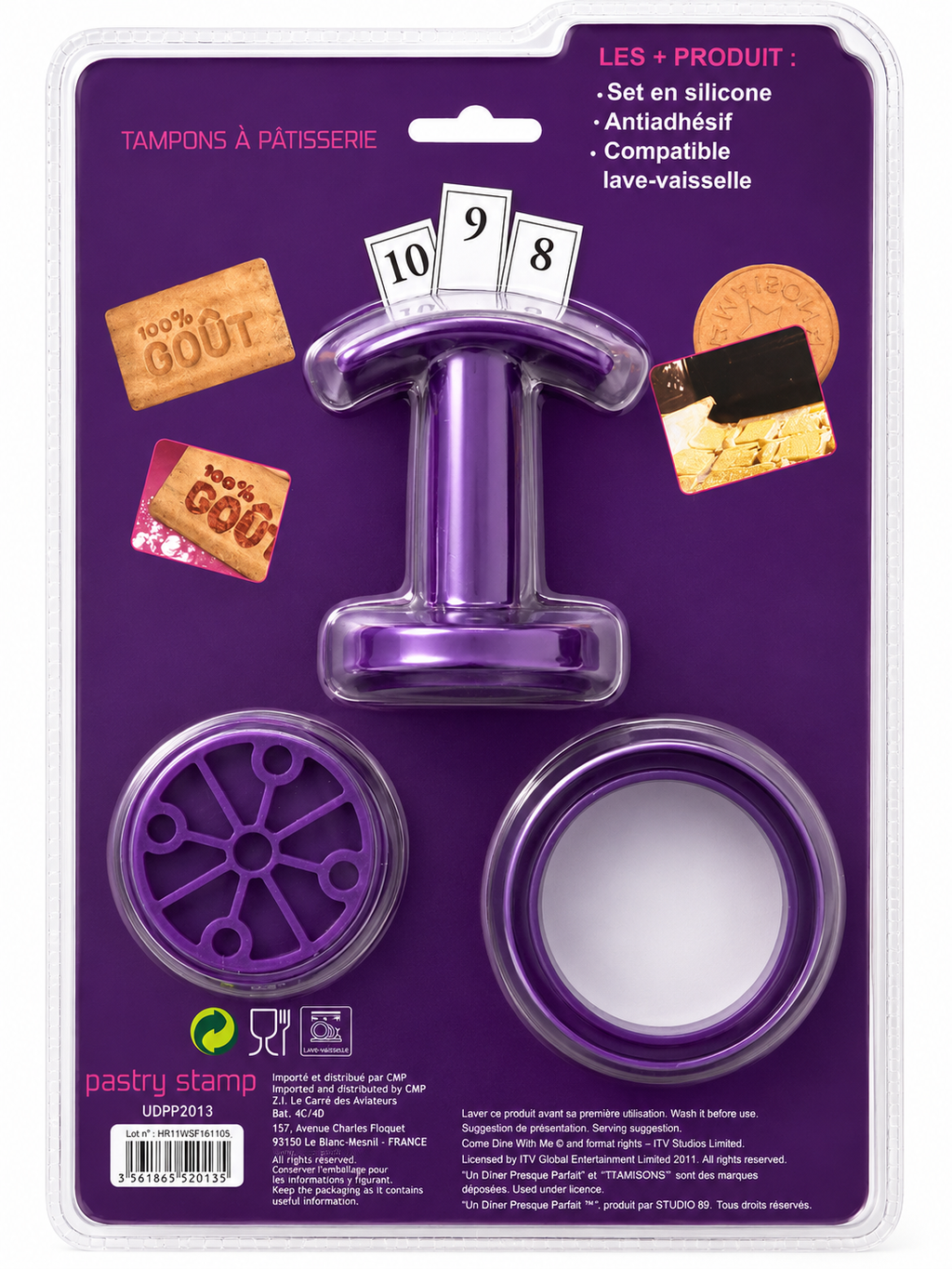 Set de tampons à pâtisserie en silicone – « Un dîner presque parfait » – Rose ou Violet