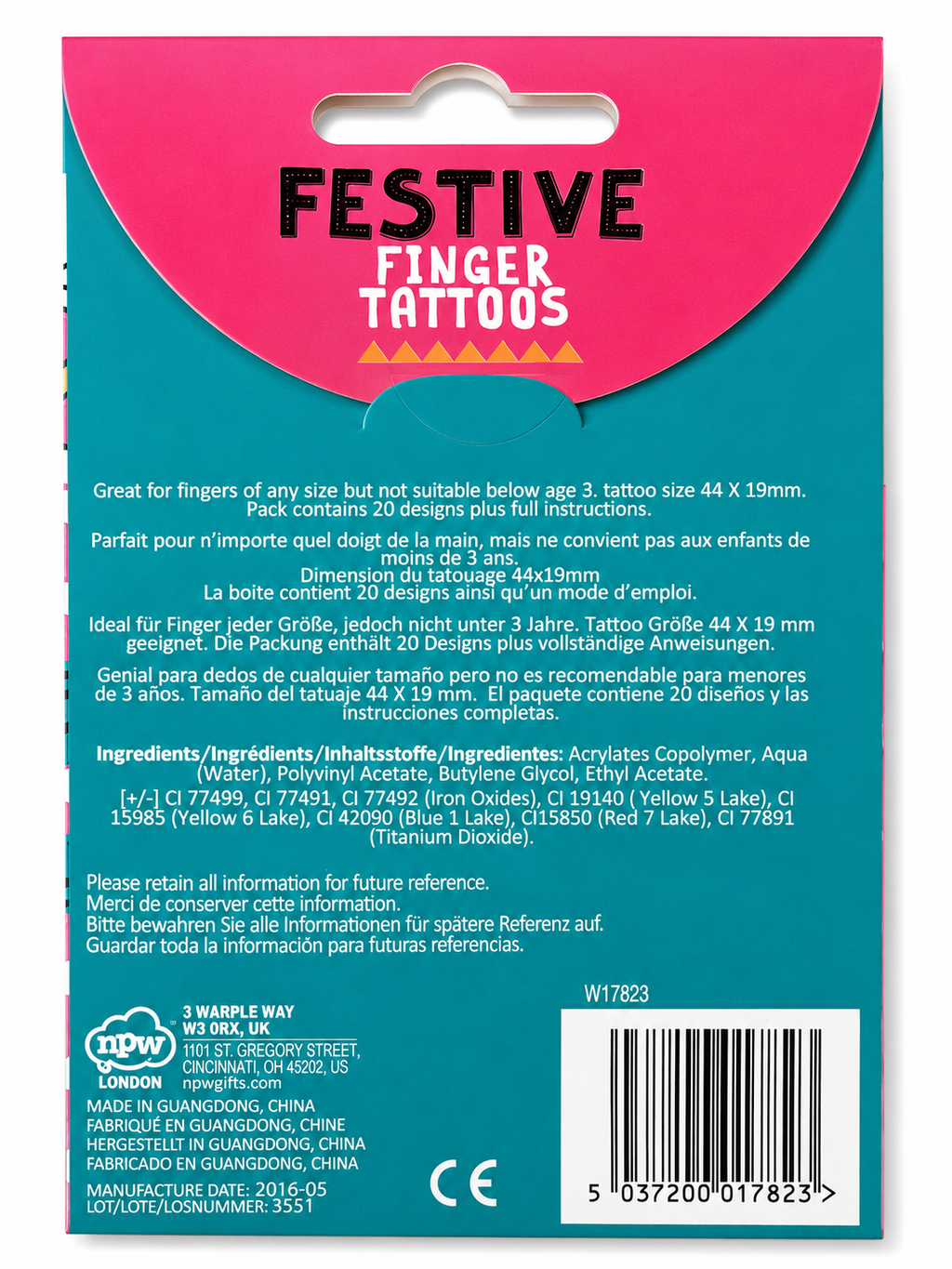 Tatouages temporaires pour doigts – Noël – 20 motifs – NPW